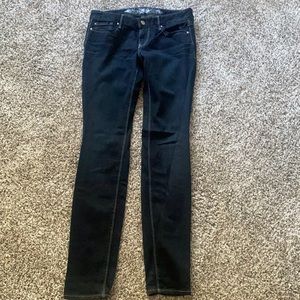 Express dark wash skinny jeans.